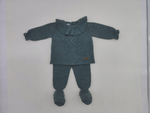Conjunto de jubón para bebé en punto azul de Knit Essence.